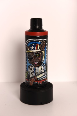 ''Evel Knievel'' customised empty spray can by Teddy Baden